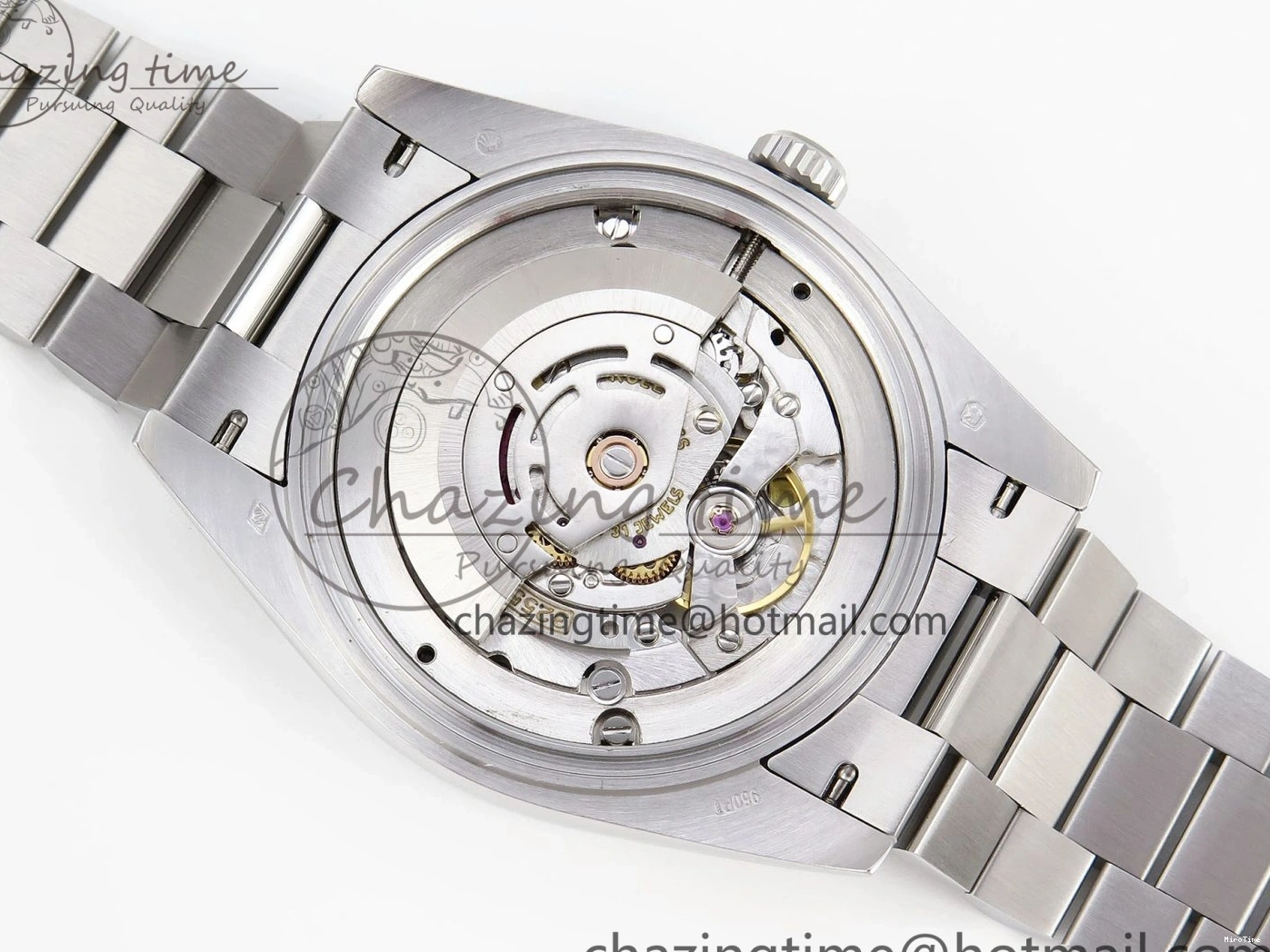 MiroTime 0426 QuickDry DayDate 40 SS GSF Gain Weight Blue Roman Dial Diamonds Bezel on President Bracelet A 1917